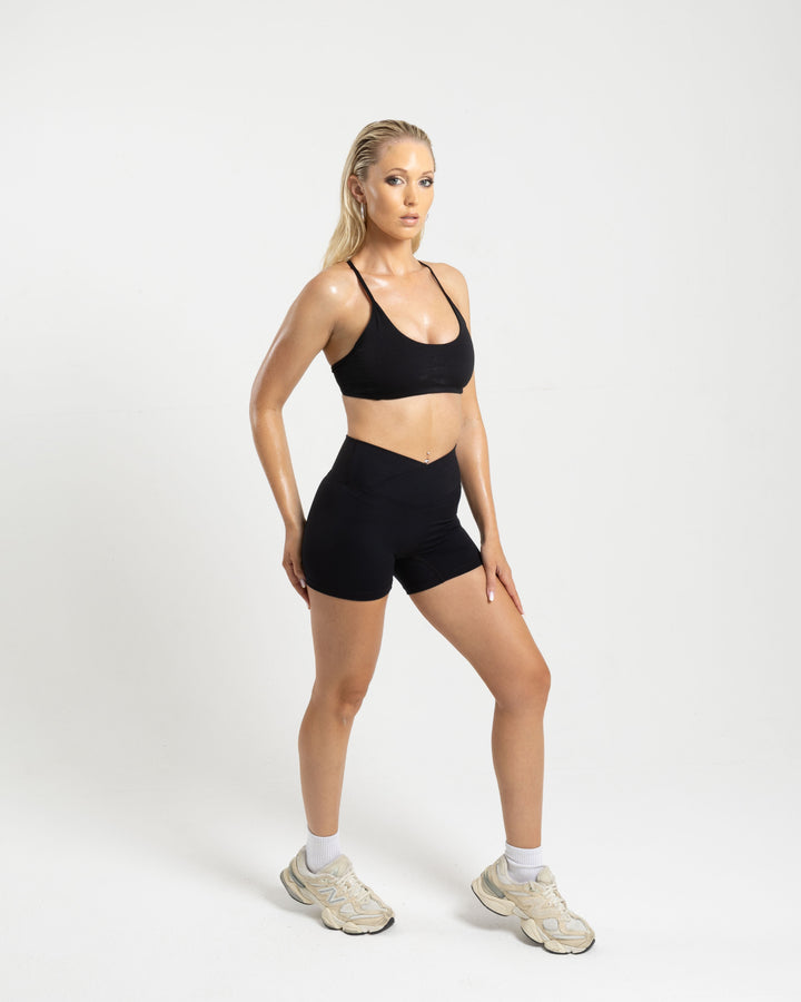Aura V-Waist Shorts- Black