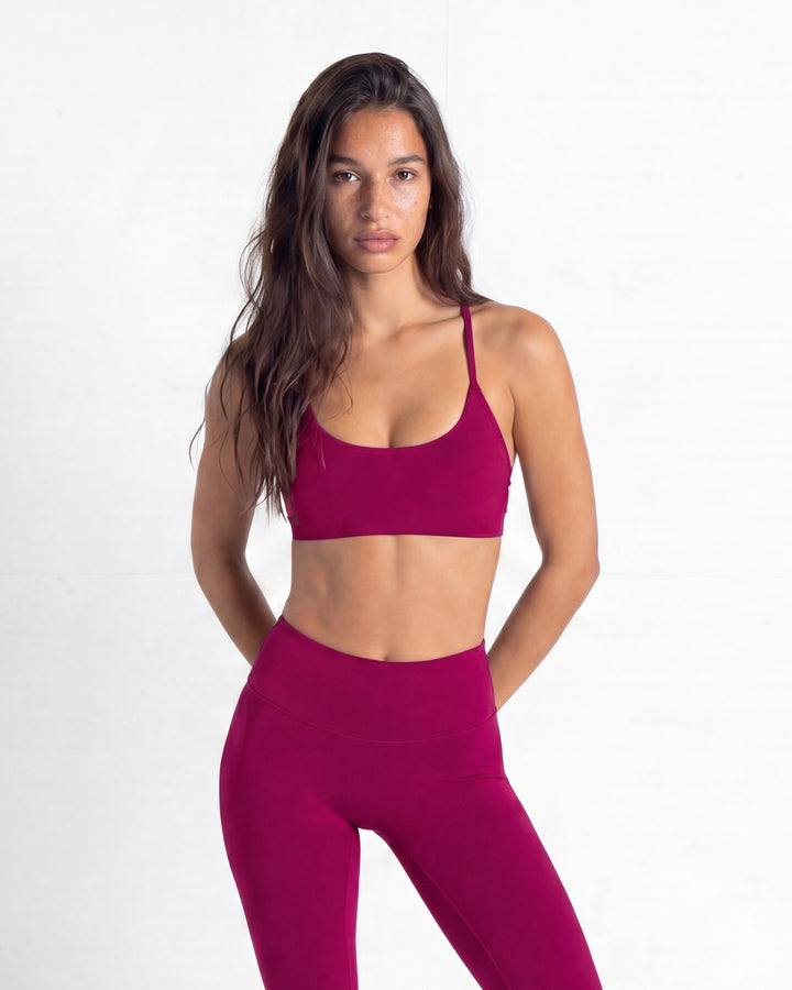 Aura yoga bra- Cherry