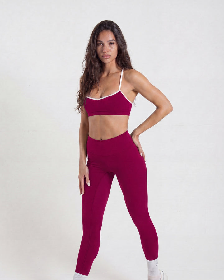 Sweetheart-Neck Sports Bra- Cherry