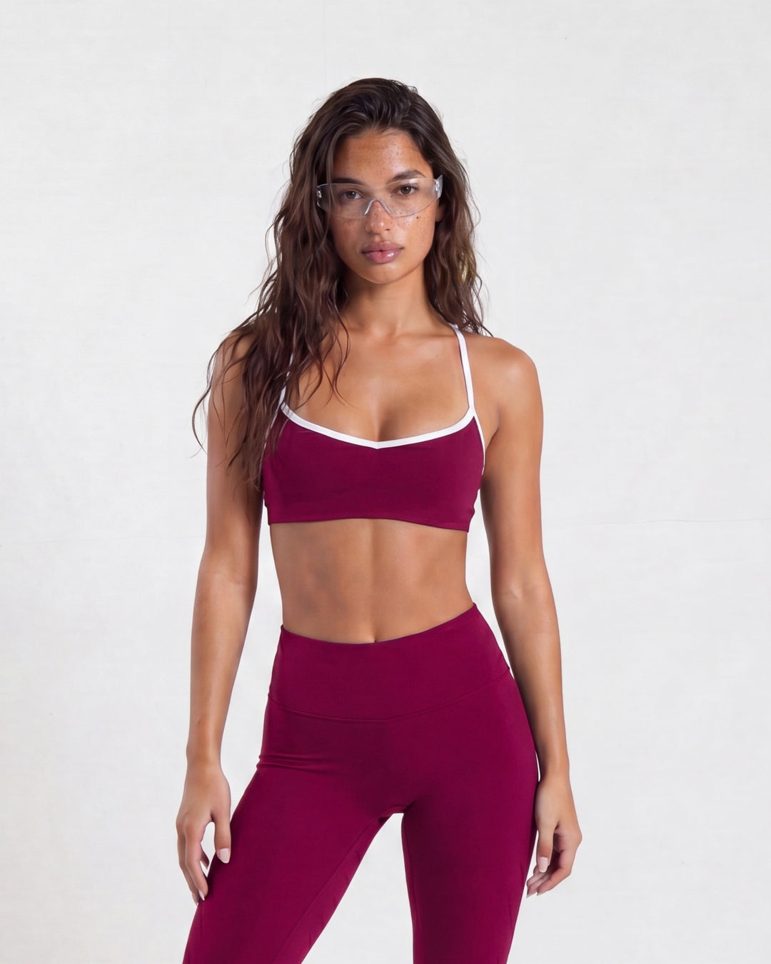 Sweetheart-Neck Sports Bra- Cherry
