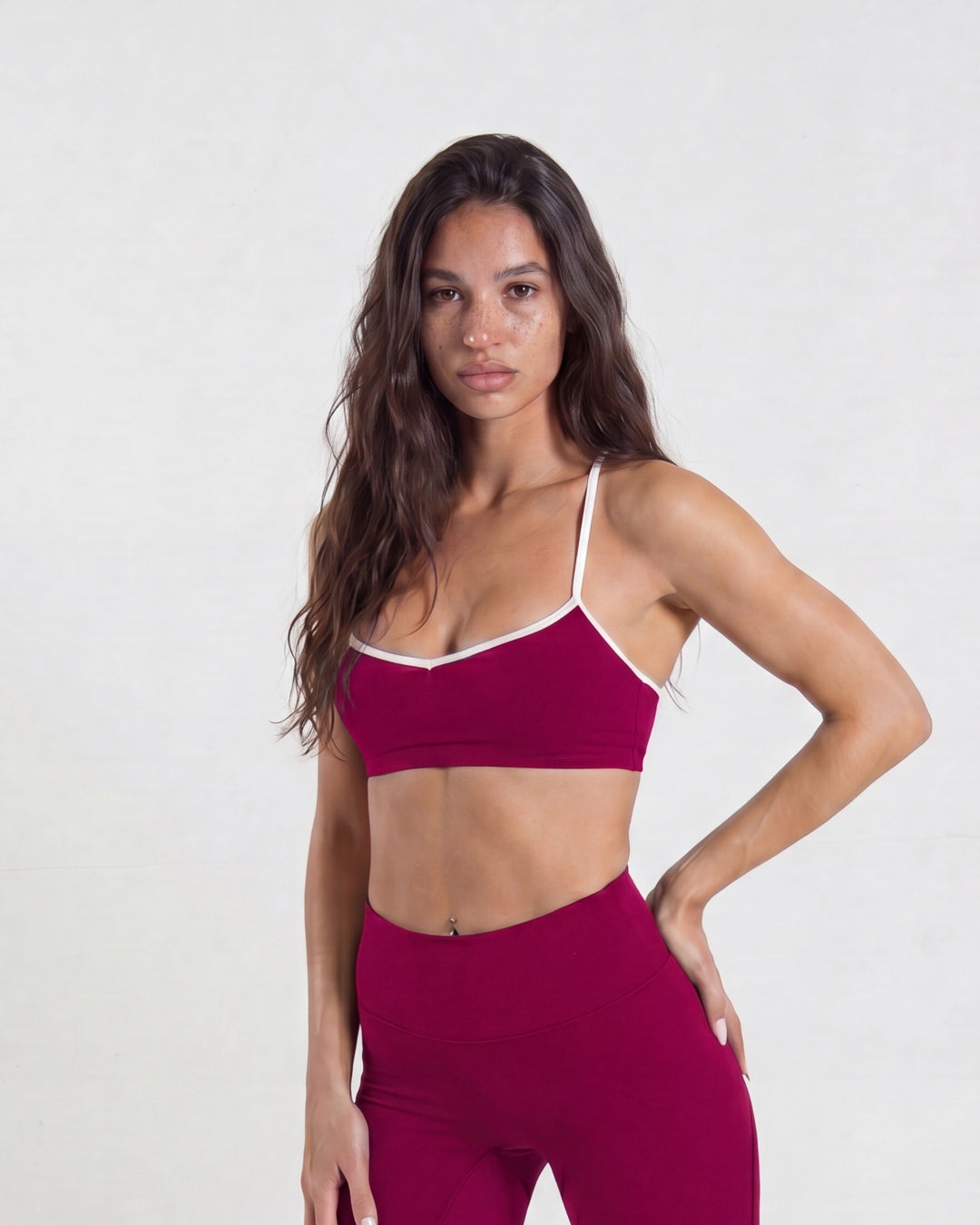 Sweetheart-Neck Sports Bra- Cherry