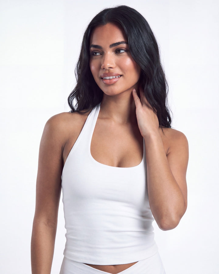 Aura Scoop Tank- White