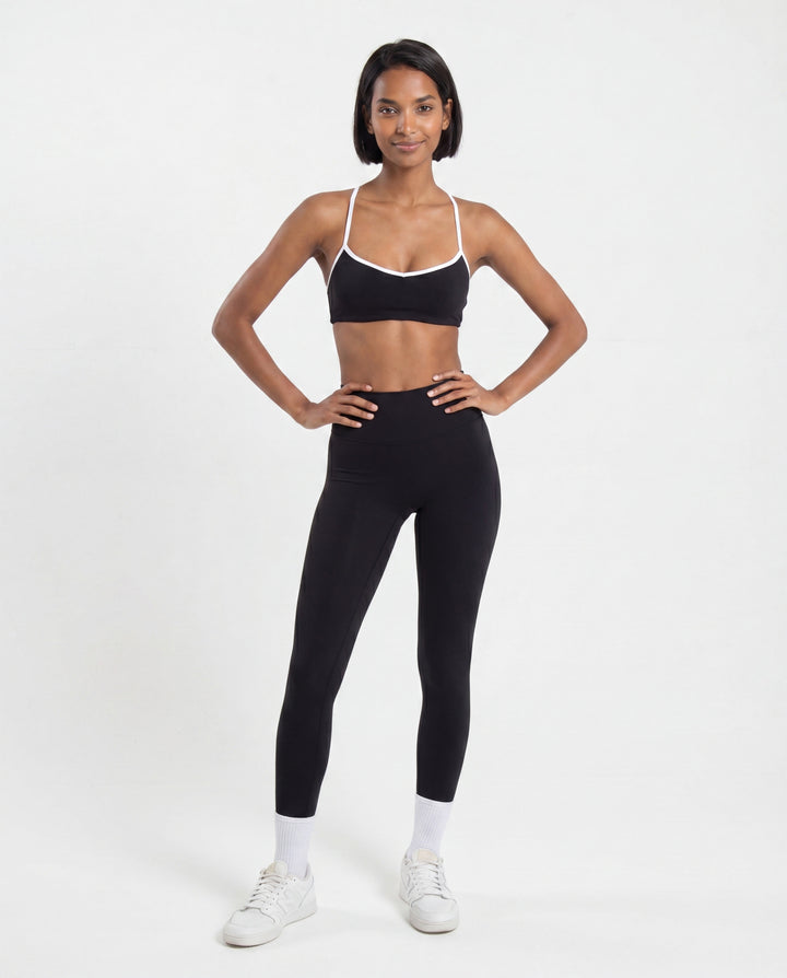 Sweetheart-Neck Sports Bra- Black