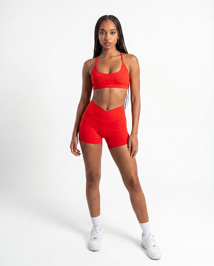 Aura V-Waist Shorts- Red